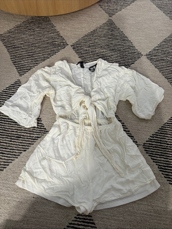 Forever 21 Pants - Forever 21 White Tie-Front Romper